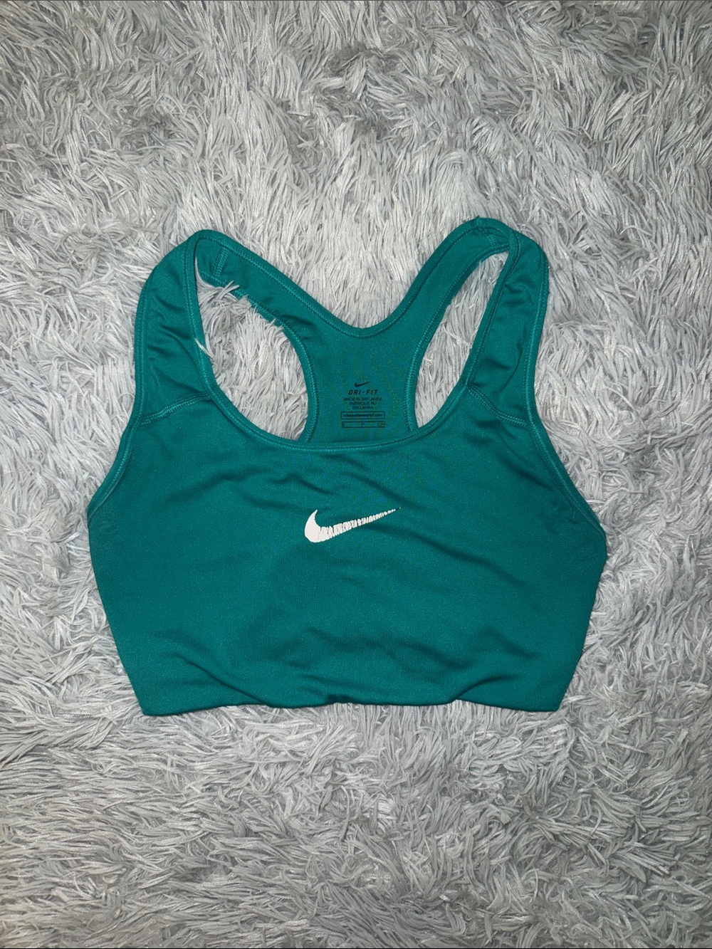 Nike Teal Racerback Sports Bra with White Swoosh